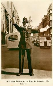 Duty Ludgate Hill London Policeman 1950s Postcard Valentine Sons RPPC 13279 UK