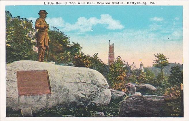 Pennsylvania Gettysburg Little Round Top & General Warren Statue 1935