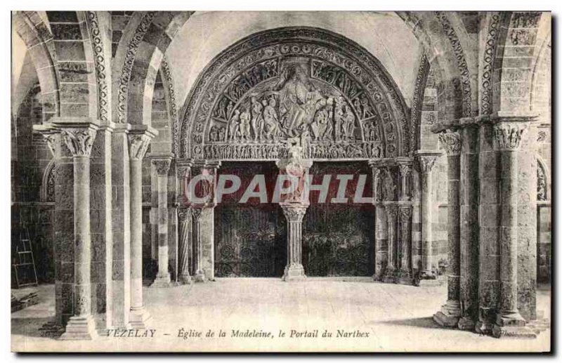 Old Postcard Vezelay Madeleine Church The Portal Narthex