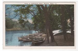 Boats Cottonwood River Emporia Kansas 1920c postcard