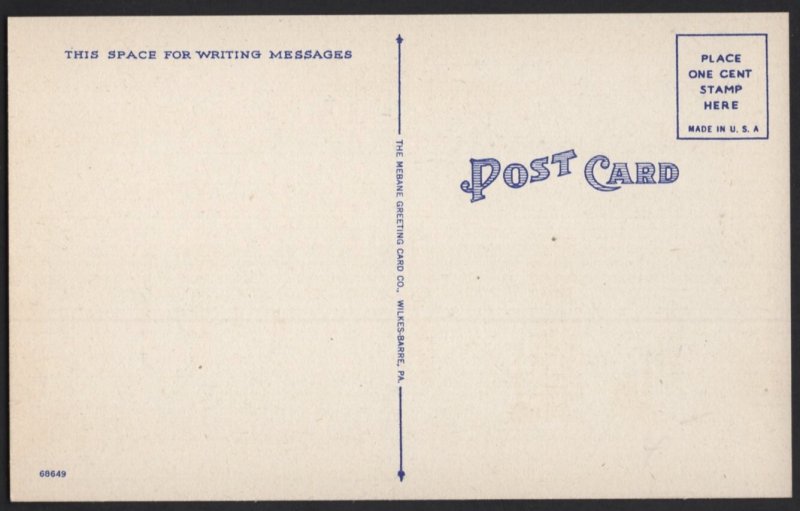 Pennsylvania SHAMOKIN U.S. Post Office Pub by Mebane Greeting Card Co. ~ Linen