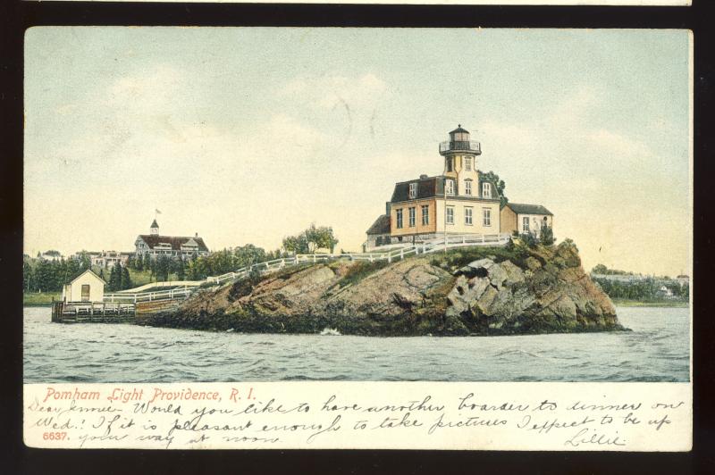 Providence, Rhode Island/RI Postcard, Pomham Light/Lighthouse, 1906!