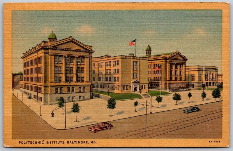 Vtg Baltimore Maryland MD Polytechnic Institute 1930s View Linen Postcard