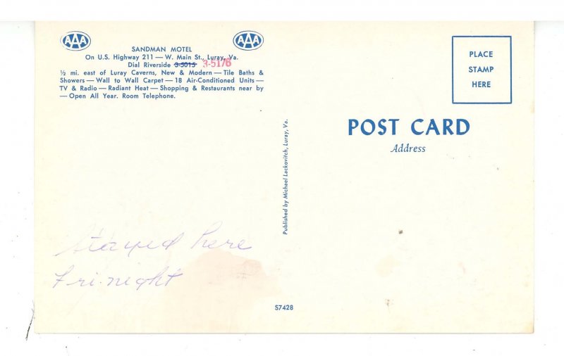 VA - Luray. The Sandman Motel