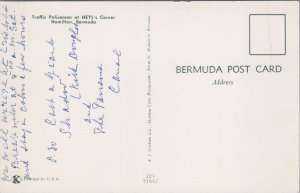Bermuda Hamilton Traffic Policeman at HEYL's Corner Chrome Postcard C059