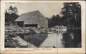 York Maine ME Sawmill Logging Indsutry c1905 Postcard