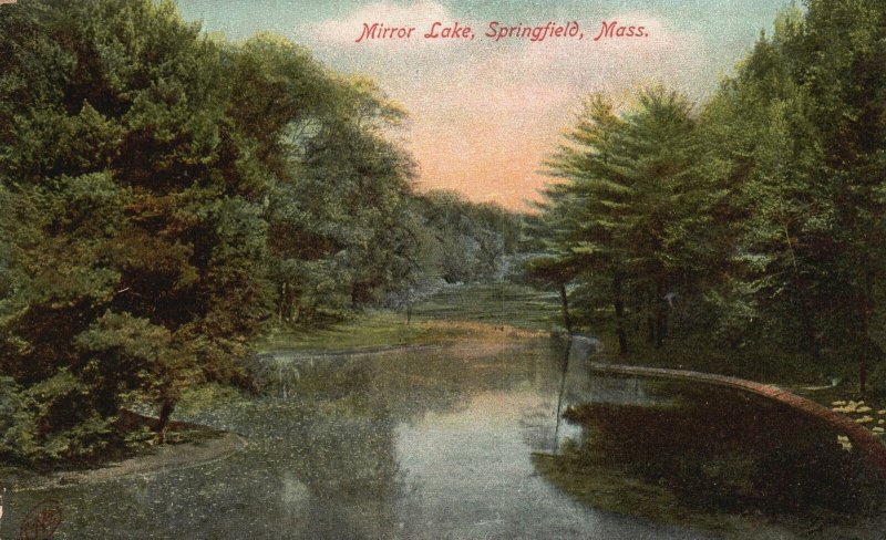 Vintage Postcard Mirror Lake Springfield Massachusetts MA The Robbins Bros. Pub.