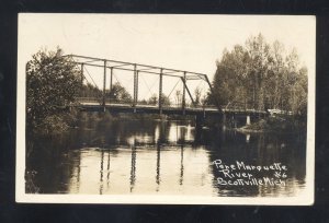 RPPC SCOTTVILLE MICHIGAN PERE MARQUETTE RIVER BRIDGE REAL PHOTO POSTCARD