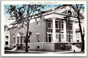 White Water Wisconsin 1945 Postcard Masonic Temple