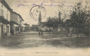 France Albias Place de L'Eglise Vintage Postcard 08.33