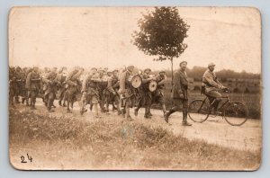 RPPC  WW1  French General Fayolle Marching With Army Band     Postcard