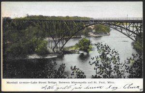 Marshall Avenue Lake Street Bridge Minneapolis & St Paul Minnesota Used c1908