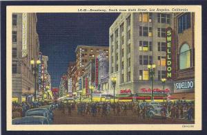 Broadway from 6th Street Los Angeles CA unused c1940