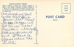Hollins College Virginia~Hollins College Campus~Tinker Mountain~1960s Postcard