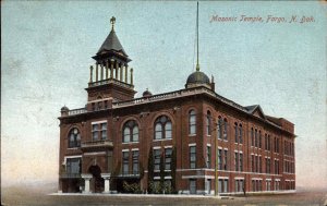 Fargo North Dakota ND Masonic Temple Fraternal c1900s-20s Postcard