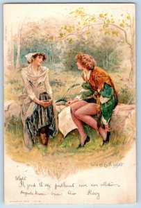 Belgium Postcard Rosalind And Cecilia Talking c1905 Posted Antique