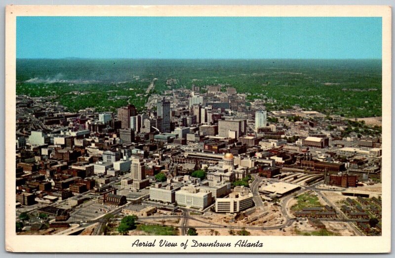 Atlanta Georgia 1950s Postcard Aerial View Of Downtown Atlanta