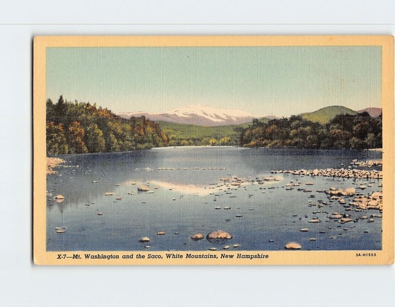 Postcard Mt. Washington and the Saco, White Mountains, New Hampshire