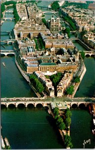 Couleurs Lumiere France Paris Aerial View VTG Postcard PM R Gluck Cancel WOB 