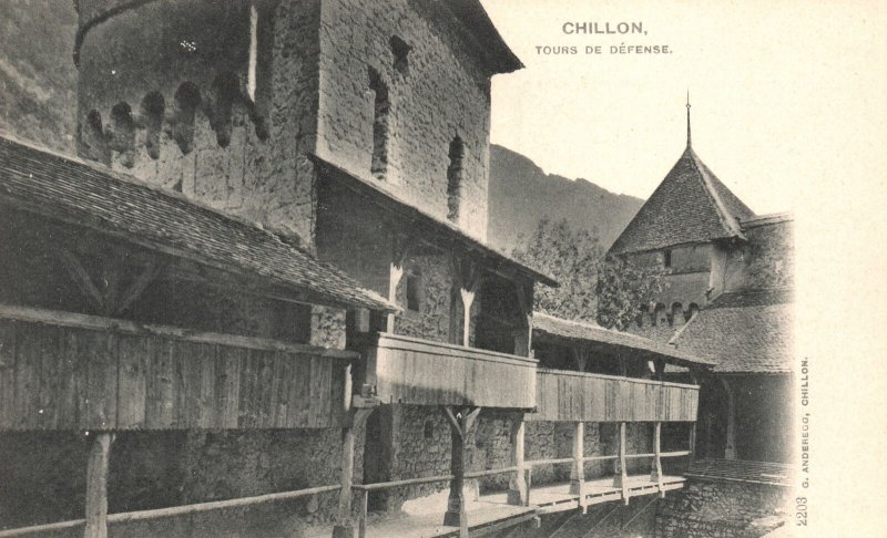 Vintage Postcard Chillon Tours De Defense Castle Veytaux Switzerland