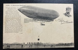 Mint France Postcard RPPC Dirigible Zeppelin Malecot Signed 