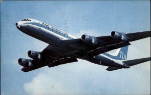Trans International Airlines Airplane Jet Airliner Chrome Vintage Postcard
