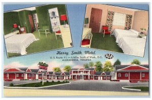 c1940's Harry Smith Motel & Restaurant Multiview Alexandria Virginia VA Postcard