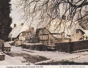 Weston Turville Main Street Christmas Snow Bucks Postcard