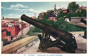 Vintage Postcard Remparts Et Vieux Canons on Roof Top Quebec Canada