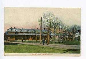 Wallingford CT Railroad Station Train Depot Postcard