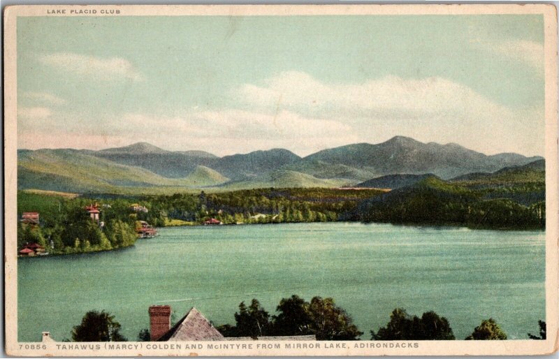 Tahawus (Marcy) Colden McIntyre from Mirror Lake Adirondacks NY Vtg Postcard R21 