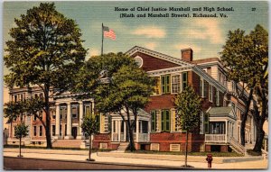 1940s  Home of Christ Justice Marshall & High School Richmond VA Posted Postcard