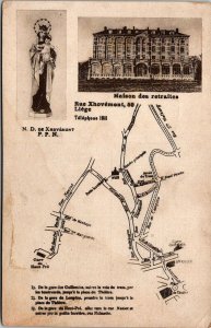 VINTAGE POSTCARD TOURIST MAP OF THE TOWN OF LIEGE BELGIUM TELEPHONE # 1911