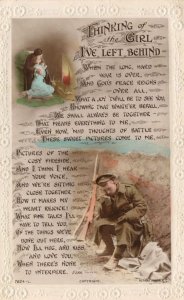 Thinking Of The Girl I've Left Behind Rare Rotary WW1 RPC Postcard
