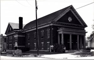 Real Photo Postcard First Congregational Church in Menaska, Wisconsin