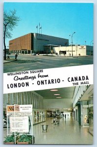 London Ontario Canada Postcard Wellington Square Mall Building c1960 Vintage