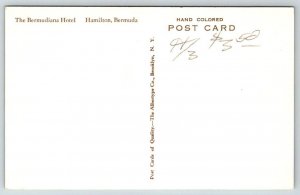 Hand Colored   Hamilton  Bermuda  The Bermudiana Hotel  Postcard