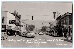 Grant Pass OR Postcard RPPC Photo Looking North On South St. Corner Of H. Street