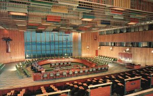 Vintage Postcard 1956 Trusteeship Council Chamber Conference Building Denmark DK