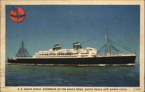 Grace Line Steamer Santa Elena Linen 1940 Cancel Vintage Postcard