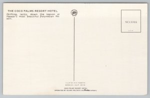 Hawaii~The Coco Palms Resort Hotel~Canoeing In Lagoon~Vintage Postcard