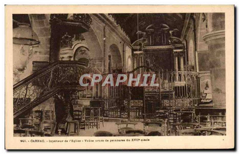 Old Postcard Carnac Interior of the Church of Voale adorned the 17th Paintings