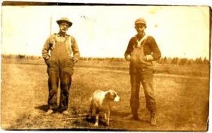 Two Men and Dog Real Photo Postcard rppc