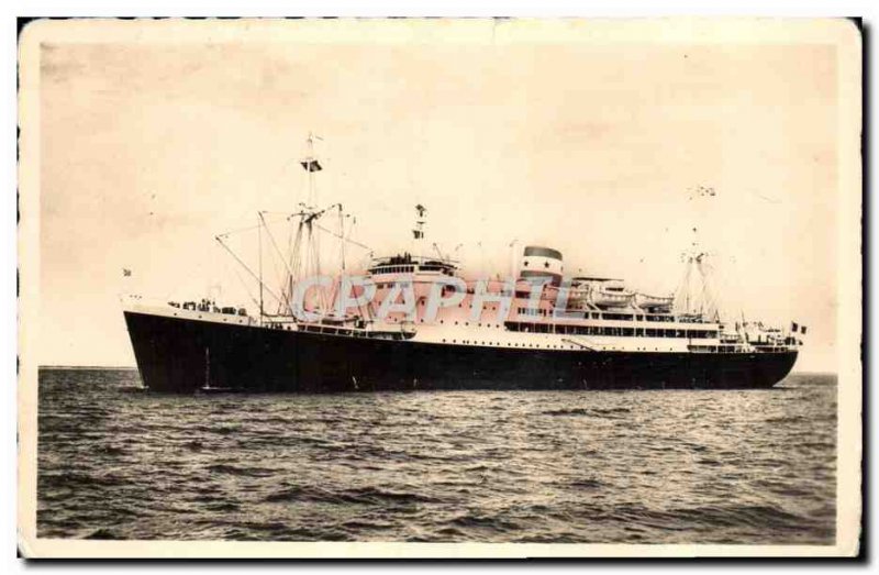 Old Postcard Boat Ship Compagnie Maritime des Chargeurs Reunis Foucauld Brazza