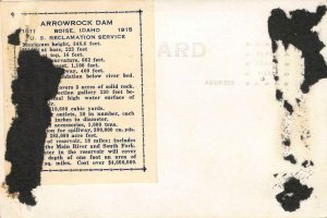 RPPC ARROWROCK DAM Boise, Idaho US Reclamation Service 1915 Vintage Postcard
