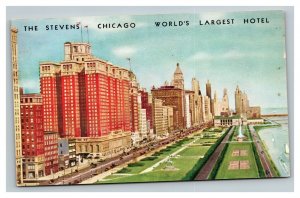 Vintage 1930's Postcard The Stevens Hotel on Lake Michigan Chicago Illinois