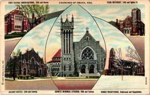 Churches of Omaha Nebraska Postcard Posted 1947