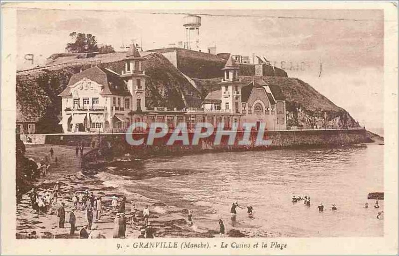 Old Postcard Granville (Manche) Casino and the Beach