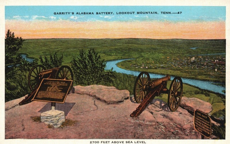 Vintage Postcard 1930's Garrity's Alabama Battery Lookout Mountain Chattanooga