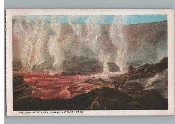 Natural Vapors Surrounding Kilauea National Park Hawaii TH  Postcard c1930